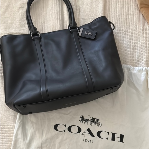 Coach Black Leather Laptop Bag - Picture 1 of 9